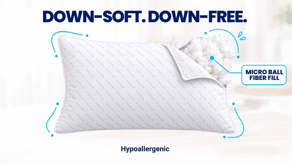 Down-soft feather-free HypePillow with hypoallergenic micro ball fiber filling