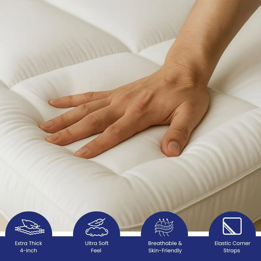 1200 gsm luxury mattress topper pressure relief soft plush surface breathable skin friendly topper