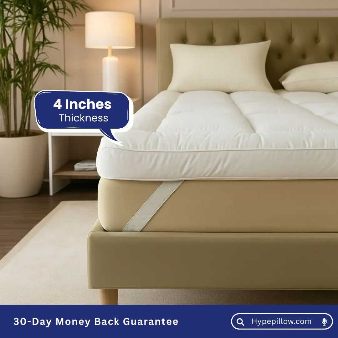 4 inch thick mattress topper 1200 gsm luxury soft plush mattress topper with elastic corner straps